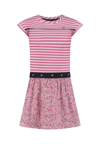 Chaos and Order jurk Marina mini flower pink stripe